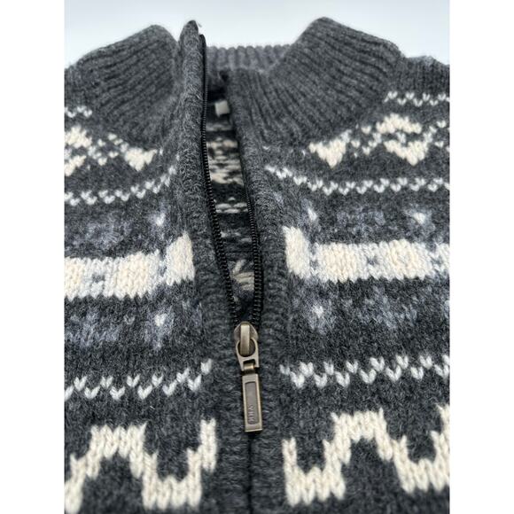 VTG L.L. Bean wool fair aisle Sz M zip sweater POCKETS warm Cardigan thick EUC - Picture 6 of 9